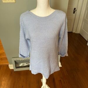 Chico's Boatneck Tunic Sweater, 3/4 length sleeves, Blue & silver, Size 1/ MD